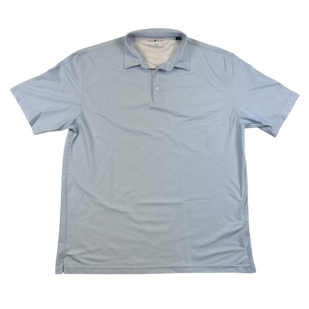 Horn Legend Polo Shirt Mens XL Bamboo Charcoal Luxury Golf Blue Check